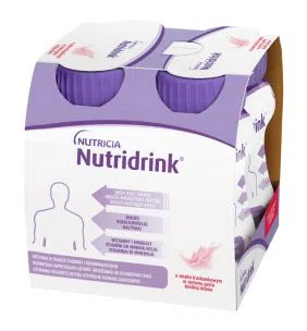 Nutridrink, smak truskawkowy, płyn, 4 x 125 ml