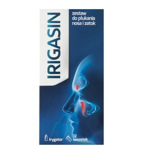 Irigasin, zestaw do płukania nosa i zatok, 12 saszetek + irygator 