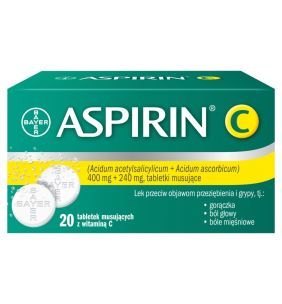 Aspirin C, 400 mg + 240 mg, tabletki musujące, 20 szt.