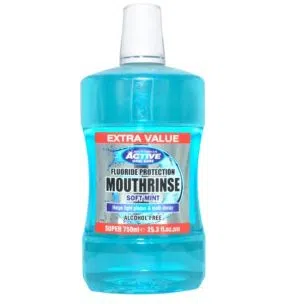 Active Soft Mint, płyn do płukania jamy ustnej z fluorem, bez alkoholu, 750 ml