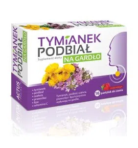 Tymianek Podbiał, pastylki, smak malinowy, 16 szt.