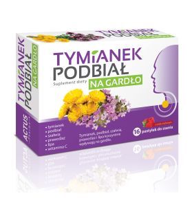 Tymianek Podbiał, pastylki, smak malinowy, 16 szt.