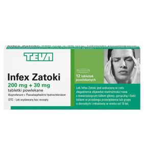 Infex Zatoki, 200 mg + 30 mg, tabletki powlekane, 12 sztuk