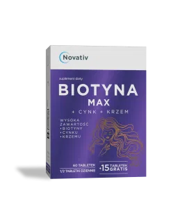 Novativ Biotyna Max+ Cynk+ Krzem, tabletki 75 sztuk (60+15)