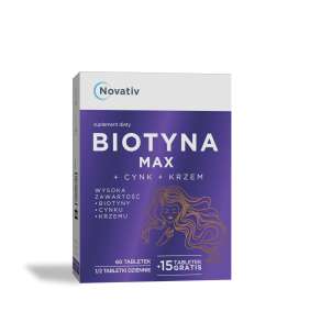 Novativ Biotyna Max+ Cynk+ Krzem, tabletki 75 sztuk (60+15)