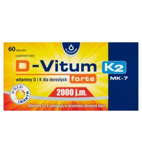 D-Vitum Forte 2000 j.m. K2 MK-7, witaminy D i K dla dorosłych forte, kapsułki, 60 szt.