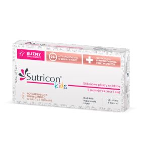 Sutricon Kids, silikonowe plastry na blizny dla dzieci, 3 x 7 cm, 5 szt.
