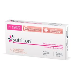Sutricon, silikonowe plastry na blizny, 3 cm x 10 cm, 5 szt.