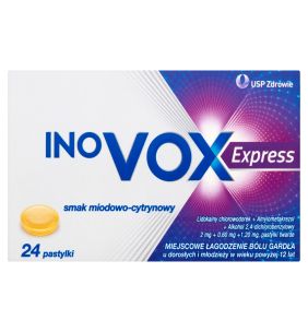 Inovox Express, pastylki twarde, smak miodowo-cytrynowy, 24 szt.