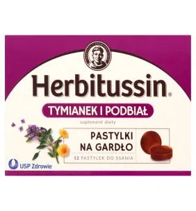 Herbitussin Tymianek i Podbiał, pastylki do ssania, 12 szt.