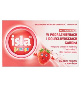 Isla junior, pastylki do ssania, o smaku truskawkowym, 20 szt.