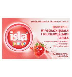 Isla junior, pastylki do ssania, o smaku truskawkowym, 20 szt.