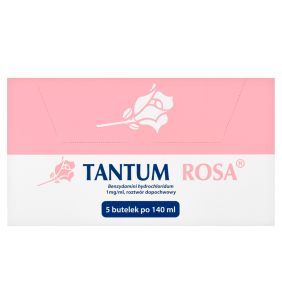 Tantum Rosa, 1 mg/ml, roztwór dopochwowy, 140 ml, 5 butelek