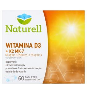 Naturell Witamina D3 + K2 MK-7, tabletki do ssania, 60 szt.