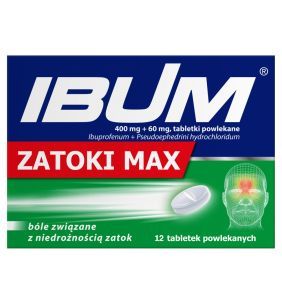 Ibum Zatoki Max, 400 mg + 60 mg, tabletki powlekane, 12 szt.