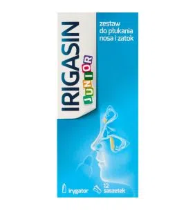 Irigasin Junior zestaw do płukania nosa i zatok,12 saszetek + irygator