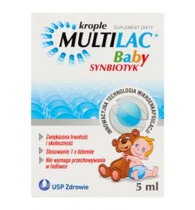 Multilac Baby, krople, synbiotyk (probiotyk + prebiotyk), 5 ml
