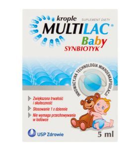 Multilac Baby, krople, synbiotyk (probiotyk + prebiotyk), 5 ml
