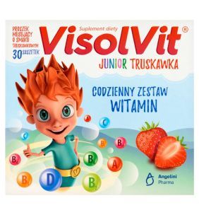 Visolvit Junior Truskawka, saszetki z proszkiem musującym, 30 szt.