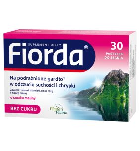 Fiorda, pastylki do ssania o smaku malinowym, 30 szt.