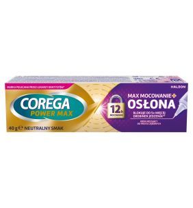 Corega Max MOCOWANIE + OSŁONA, krem mocujący do protez zębowych, 40 g