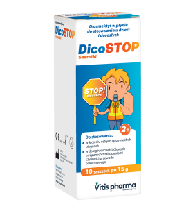 Dicostop, płyn doustny, 10 saszetek po 15 g
