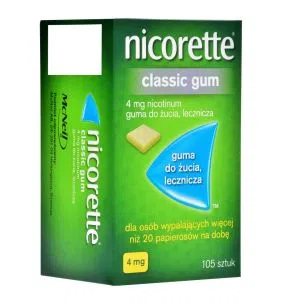 Nicorette Classic Gum, 4 mg, guma do żucia, 105 szt.