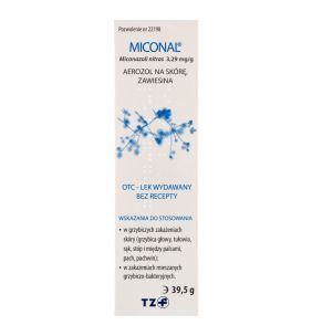 Miconal, 3,29 mg/g, aerozol na skórę, zawiesina, 39,5 g produktu