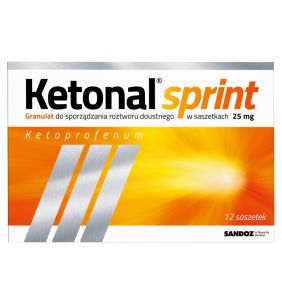 Ketonal Sprint, 25 mg, granulki do sporządzania roztworu doustnego, 12 saszetek