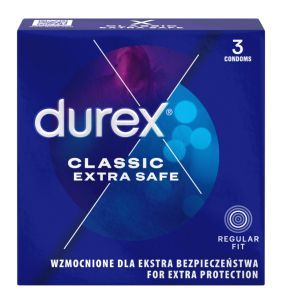 Durex Extra Safe, prezerwatywy powlekane środkiem nawilżającym, 3 szt.