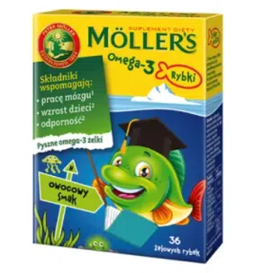 Mollers Omega-3 Rybki, żelki, smak owocowy, 36 szt.