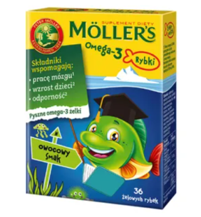 Mollers Omega-3 Rybki, żelki, smak owocowy, 36 szt.