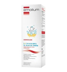 Emolium Dermocare, 3w1 płyn do kąpieli, żel do mycia, szampon, 400 ml