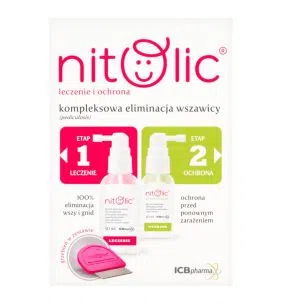 Pipi Nitolic, zestaw, leczenie i ochrona przeciw wszawicy 50 ml + 30 ml + grzebień