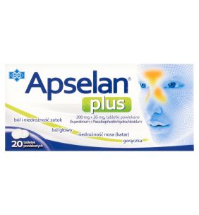 Apselan Plus, 200 mg + 30 mg, tabletki powlekane, 20 szt.