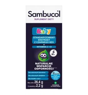 Sambucol Baby, proszek do przygotowania zawiesiny doustej, 2,2 g, saszetki, 12 szt.