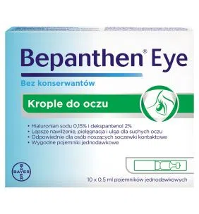 Bepanthen Eye, krople do oczu, pojemniki jednodawkowe, 0,5 ml, 10 szt.