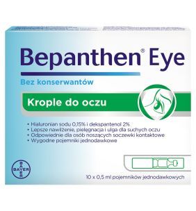 Bepanthen Eye, krople do oczu, pojemniki jednodawkowe, 0,5 ml, 10 szt.