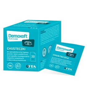 Demoxoft Plus Clean, chusteczki do specjalistycznej higieny powiek i skóry wokół oczu, 20 szt