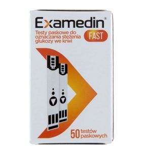 Examedin FAST, testy paskowe do oznaczania stężenia glukozy we krwi, 50 szt.