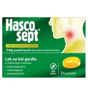 Hascosept smak cytrynowo-miodowy, 3 mg, pastylki twarde, 24 szt.