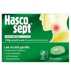 Hascosept smak miętowy, 3 mg, pastylki twarde, 24 szt.