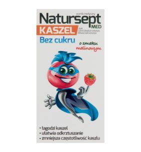 Natursept med kaszel, lizaki bez cukru, smak malinowy, 6 szt.