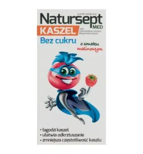 Natursept med kaszel, lizaki bez cukru, smak malinowy, 6 szt.