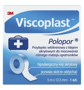 Viscoplast Polopor, przylepiec włókninowy, 5 m x 12,5 mm, 1 szt.