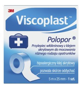 Viscoplast Polopor, przylepiec włókninowy, 5 m x 25 mm, 1 szt.