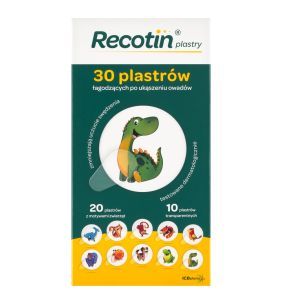 Recotin, plastry pielęgnujące i łagodzące po ukąszeniach owadów, 30 szt.