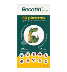 Recotin, plastry pielęgnujące i łagodzące po ukąszeniach owadów, 30 szt.