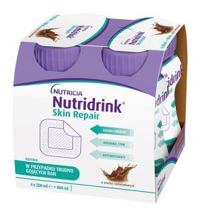 Nutridrink Skin Repair, smak czekoladowy, płyn, 4 x 200 ml