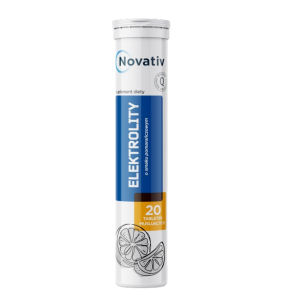 Novativ Elektrolity, tabletki musujące o smaku pomarańczowym, 20 sztuk